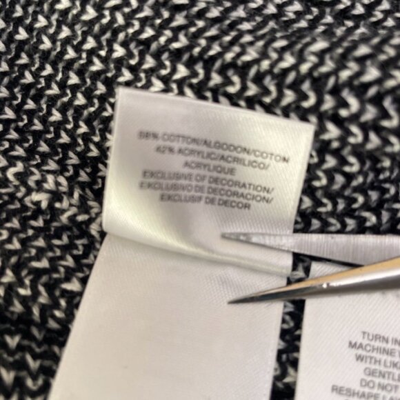 Jones Studio Cardigan Sz 1X Black & White Knit Open Front Fringe Hem - Picture 4 of 5